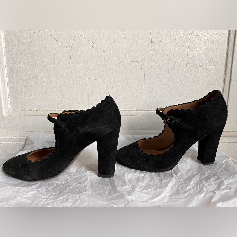 Aerin Mary Jane black suede heels 7.5 - Picture 8 of 14